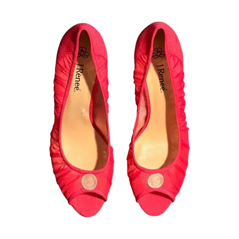 Hot Pink Satin Ruched Peep Toe Heels